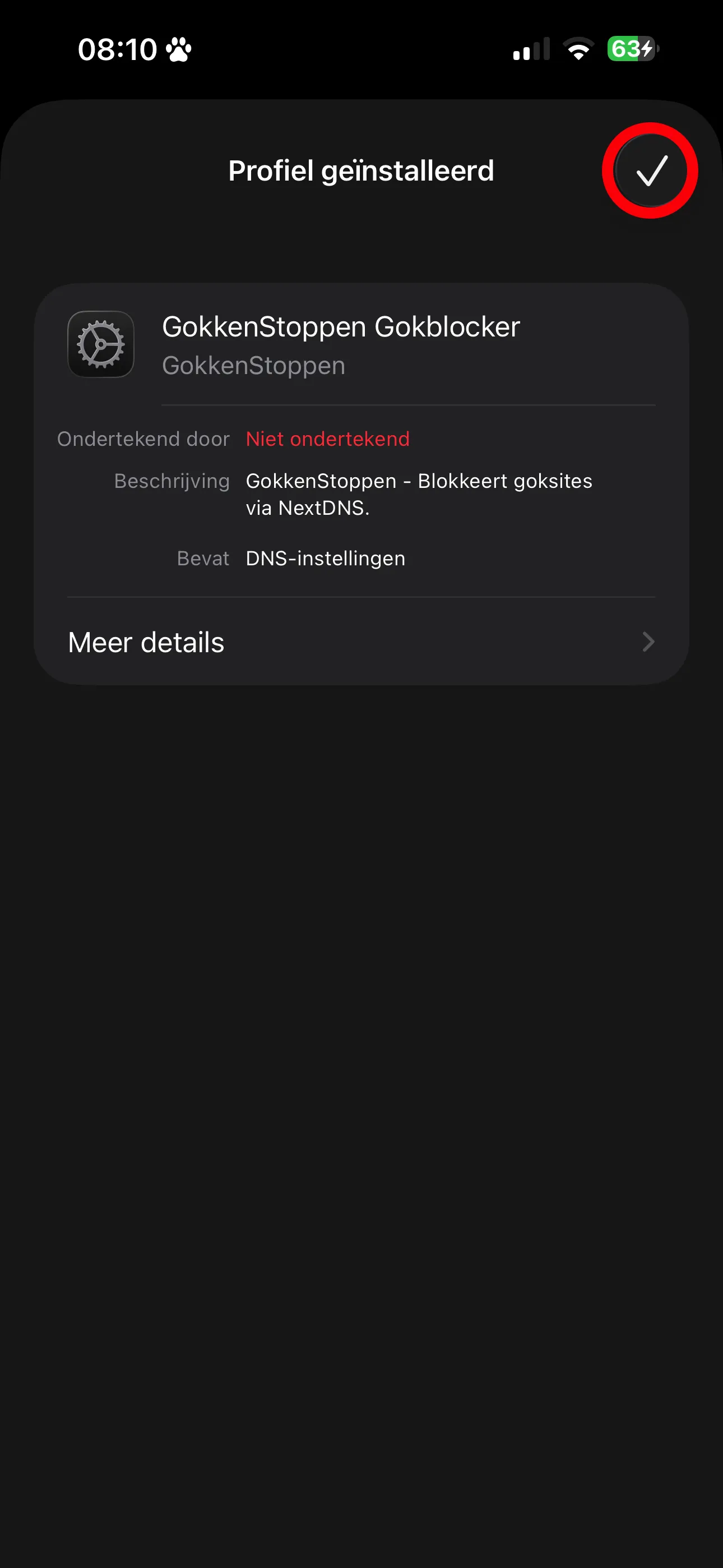 Profiel geinstalleerd